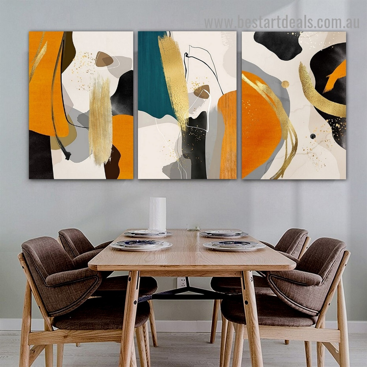 Polychrome Smudge Abstract Modern Framed Portrait Picture Canvas Print for Room Wall Garnish