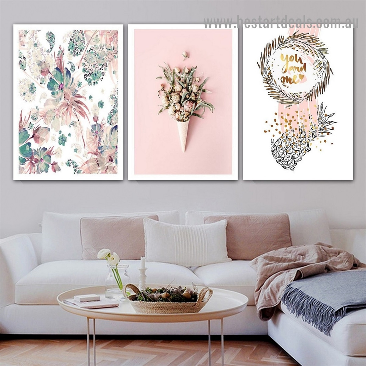 Dapple Blooms Botanical typography Modern Framed Artwork Picture Canvas Print for Room Wall Garnish