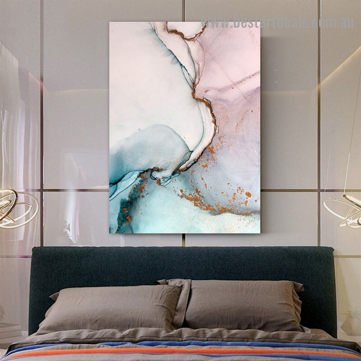 Colorific Marble Abstract Modern Framed Portrait Picture Canvas Print for Room Wall Flourish