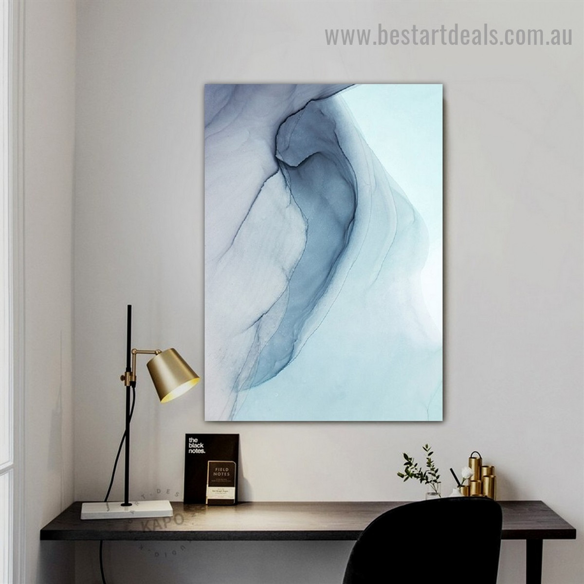 Streaky Marble Abstract Modern Framed Portrait Photo Canvas Print for Room Wall Spruce