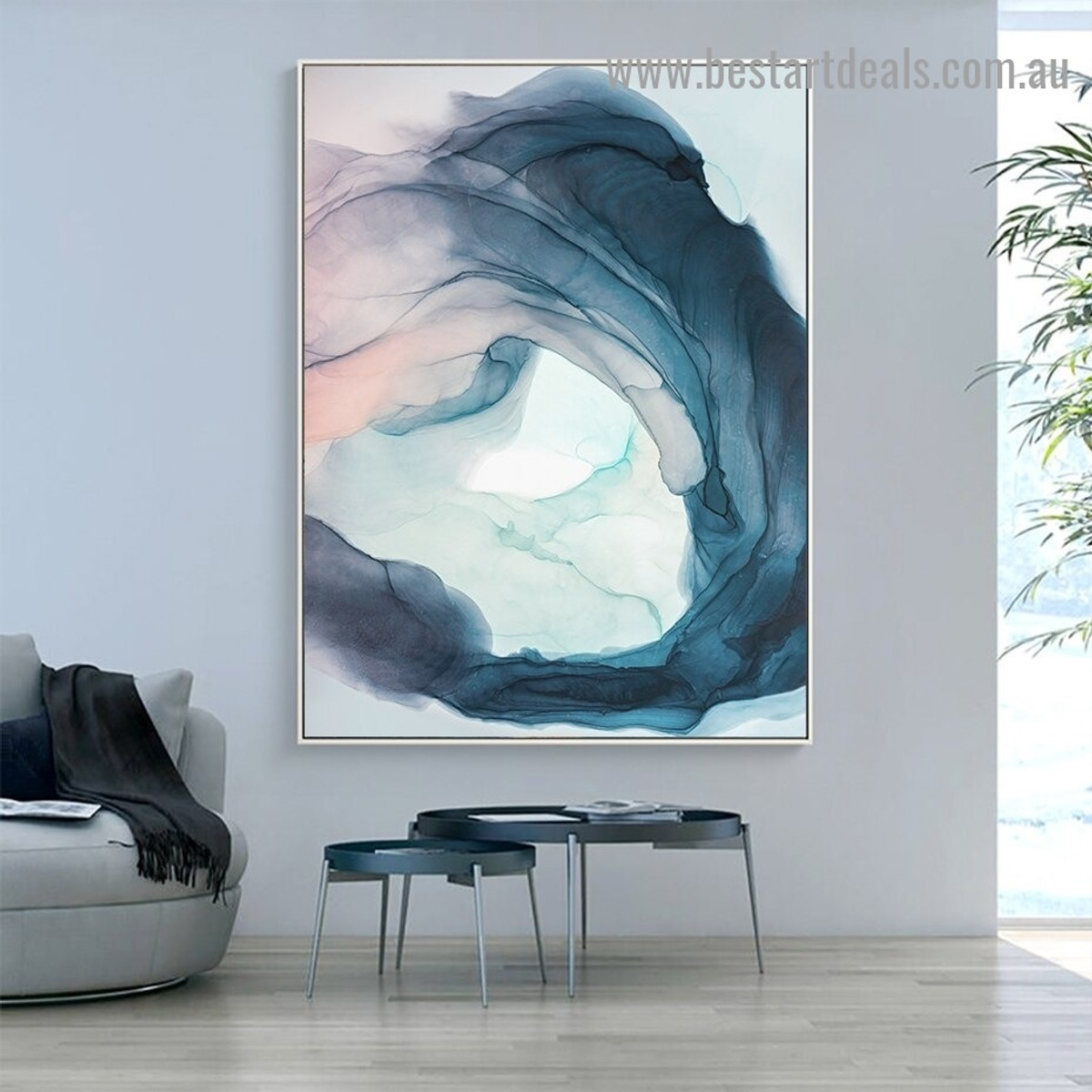 Wandering Abstract Modern Framed Artwork Portrait Canvas Print for Room Wall Flourish