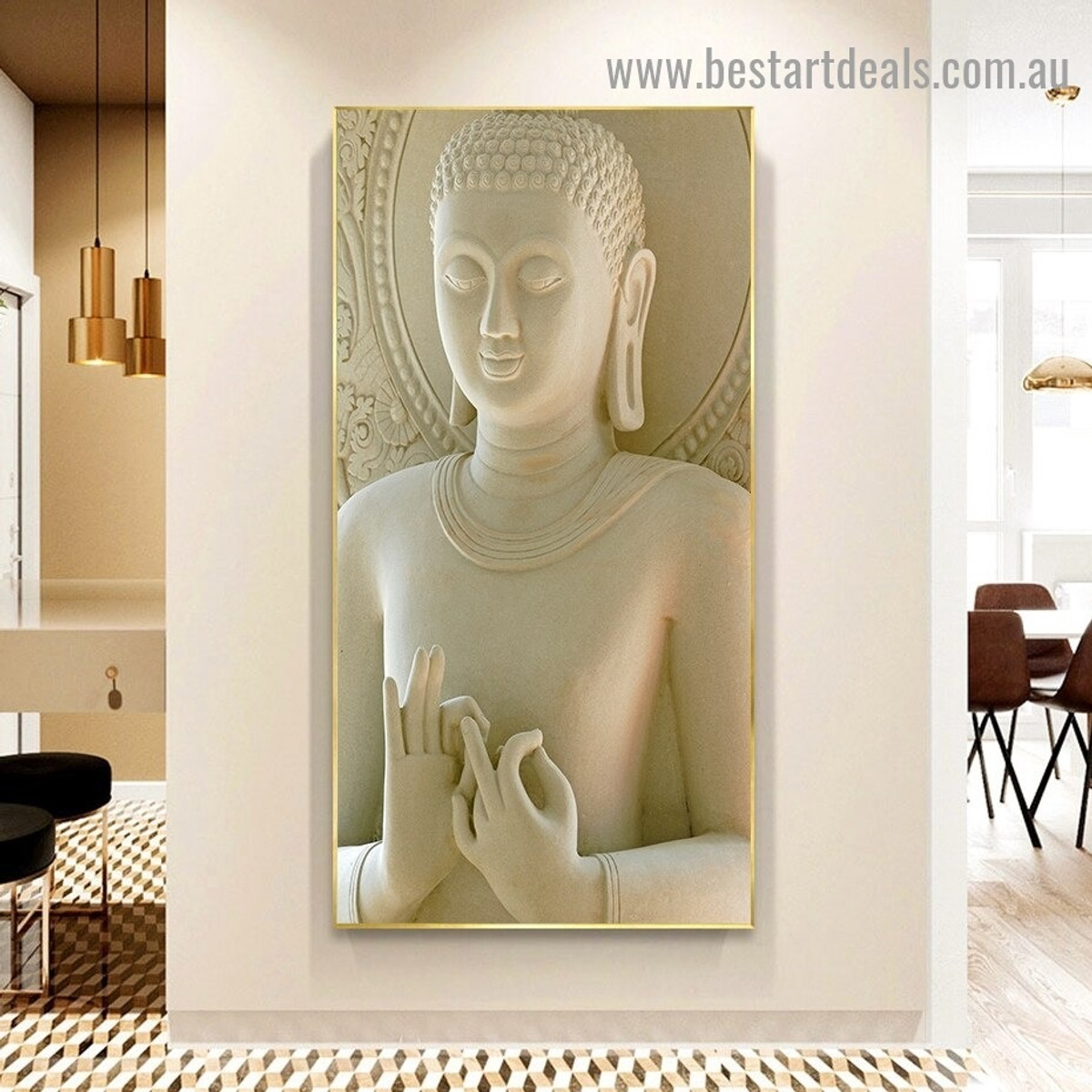 Buddha Statue Religious Modern Framed Artwork Picture Canvas Print for Room Wall Garniture