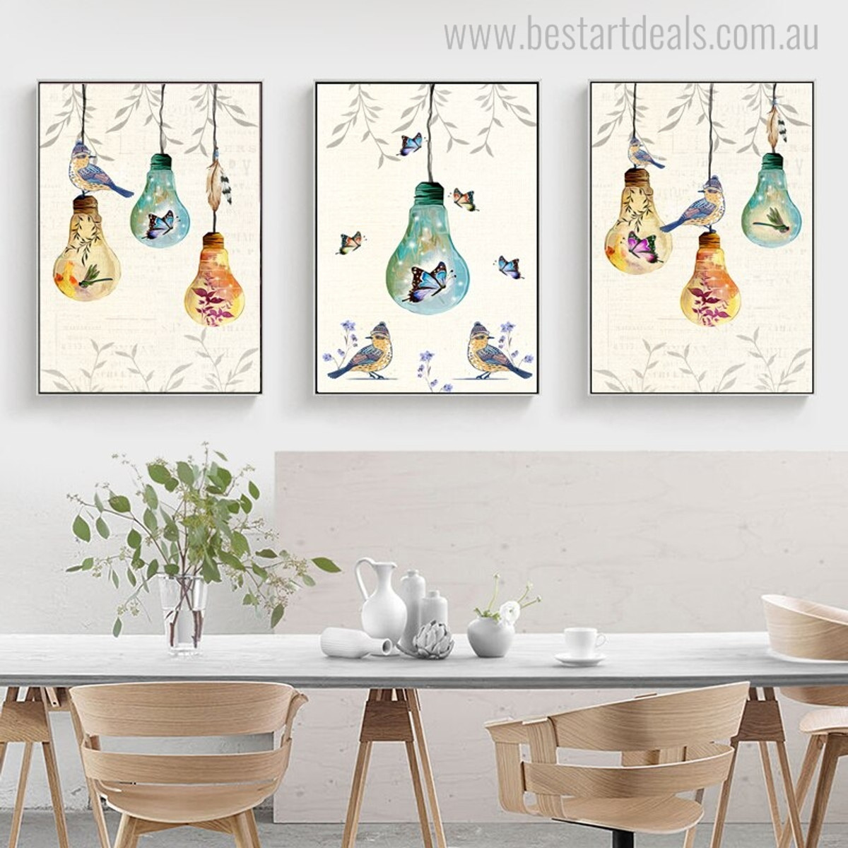 Light Bulbs Animal Floral Modern Painting Picture Print for Dining Room Wall Decor