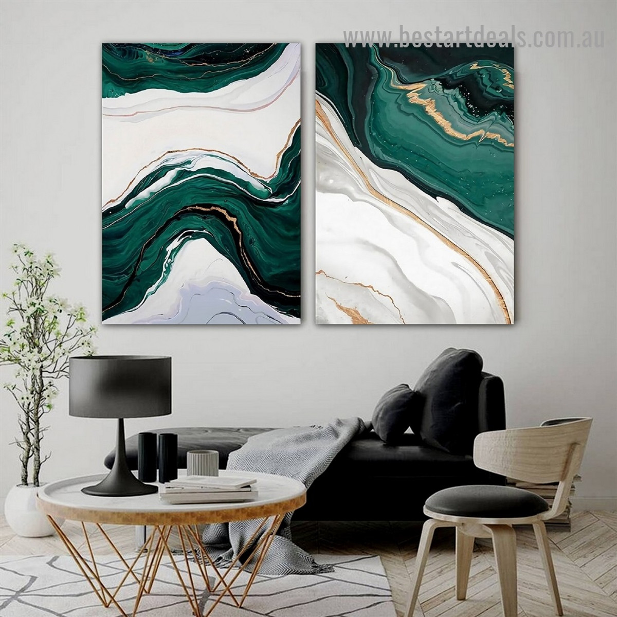 Ripply Stroke Design Abstract Modern Framed Portrait Picture Canvas Print for Room Wall Flourish