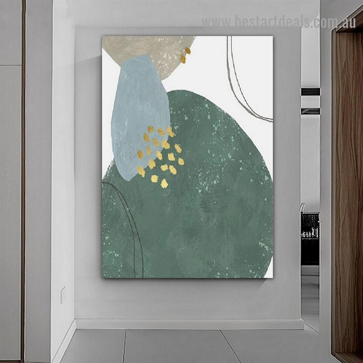 Curved Slurs Abstract Modern Framed Portrait Picture Canvas Print for Room Wall Flourish