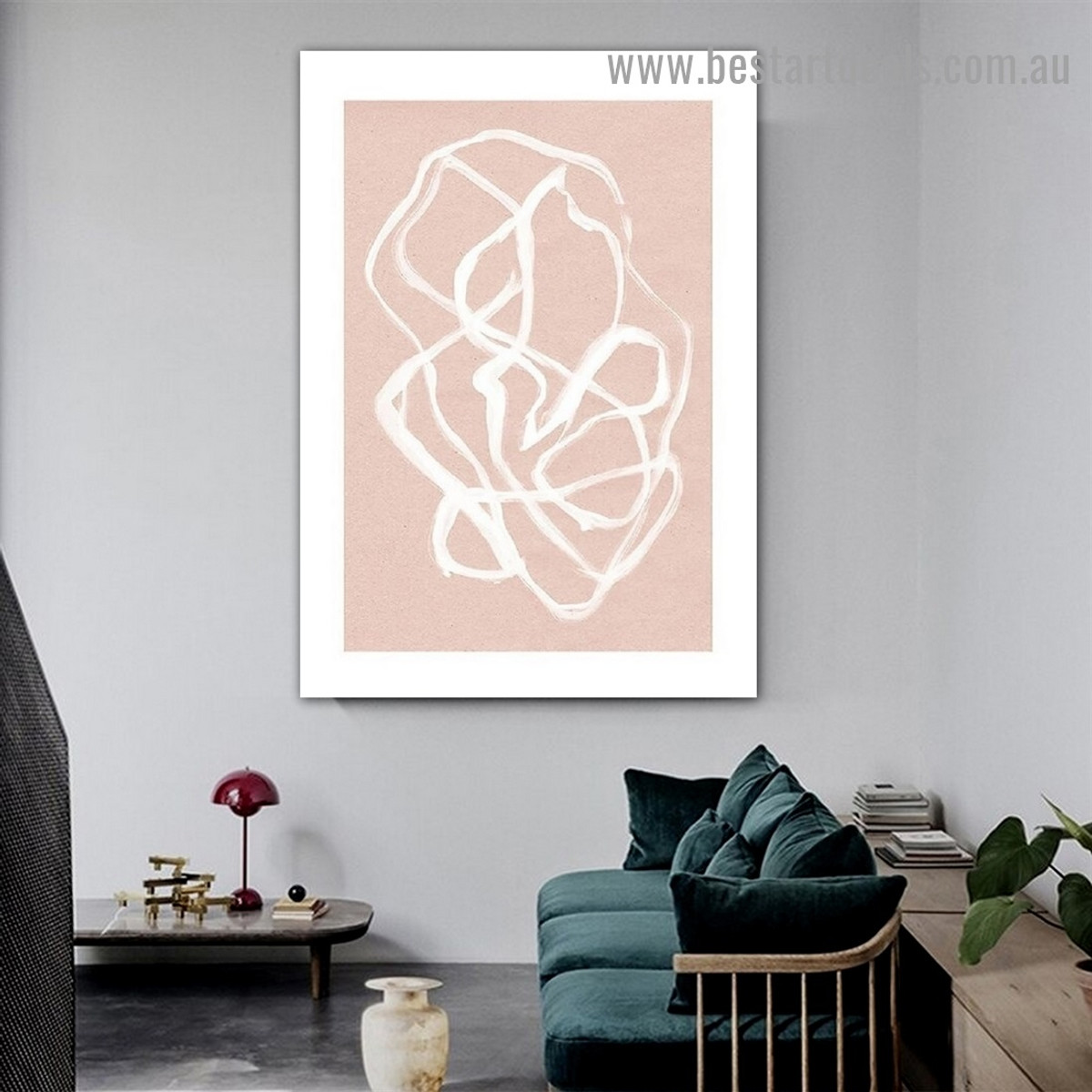 Sinuous Lines Abstract Scandinavian Framed Artwork Picture Canvas Print for Room Wall Garniture