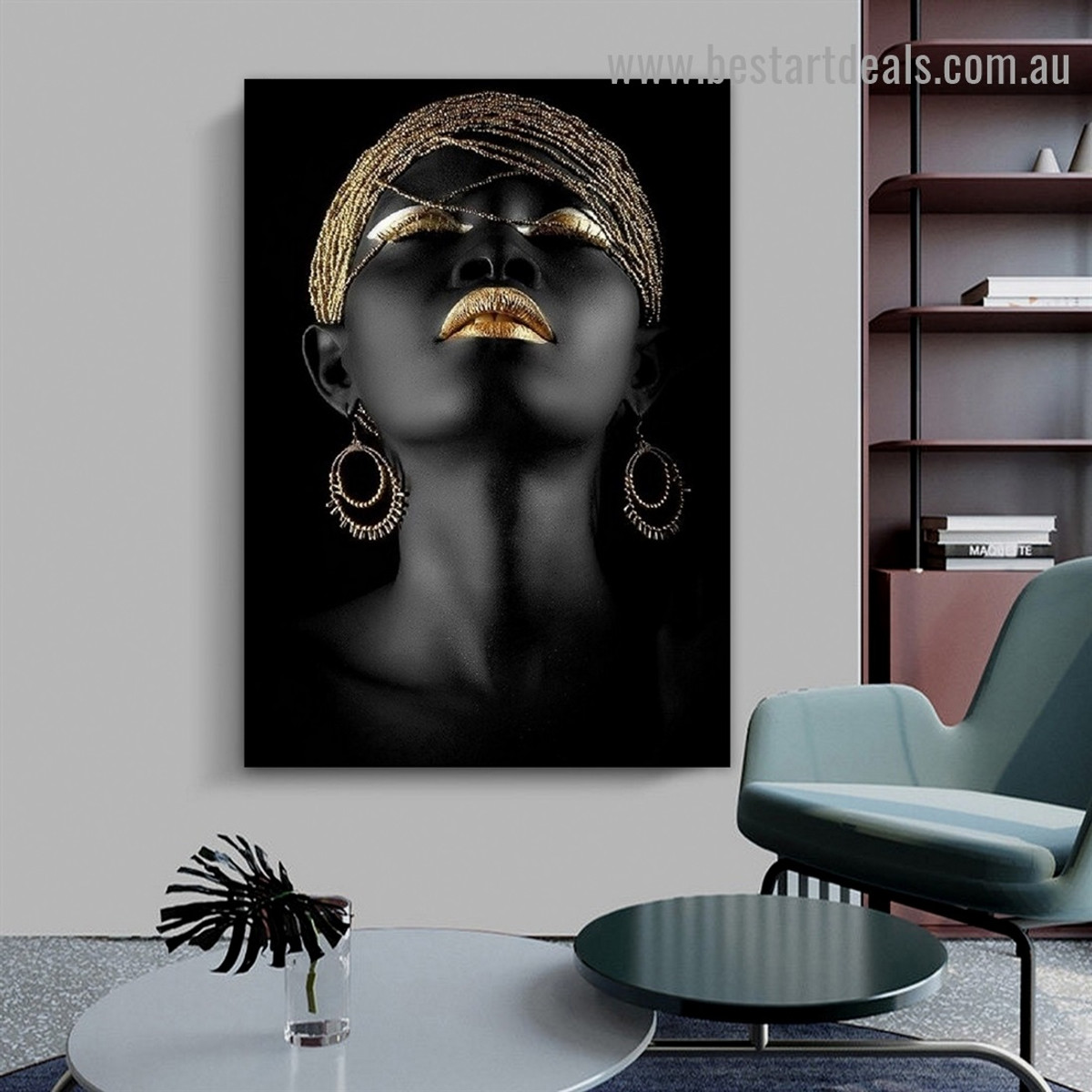 Beautiful African Woman Fashion Figure Modern Framed Artwork Photo Canvas Print for Room Wall Adornment