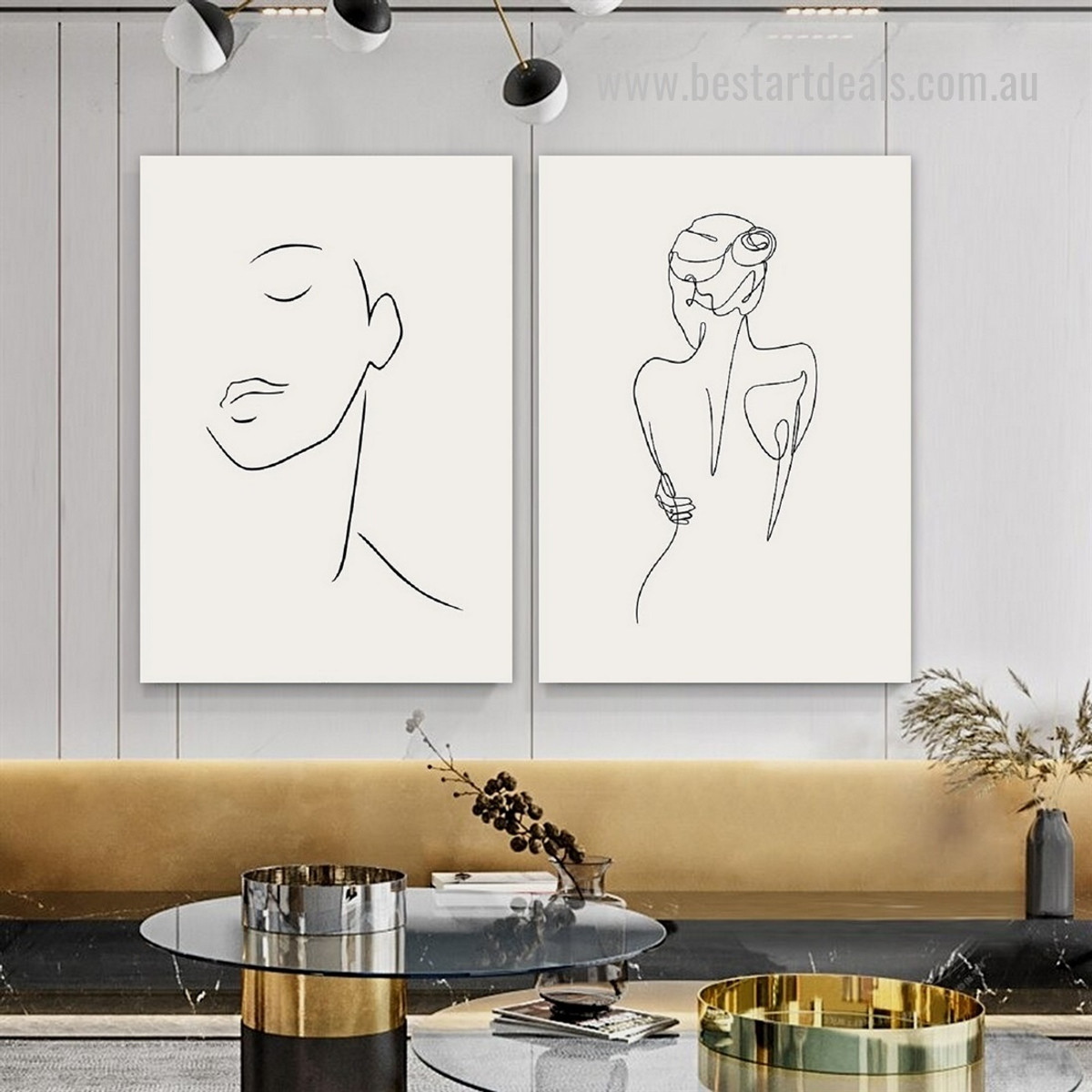 Mortal Streak Portrait Lady Wall Art Photo Abstract 2 Piece Figure Framed Stretched Minimalist Canvas Print for Room Disposition
