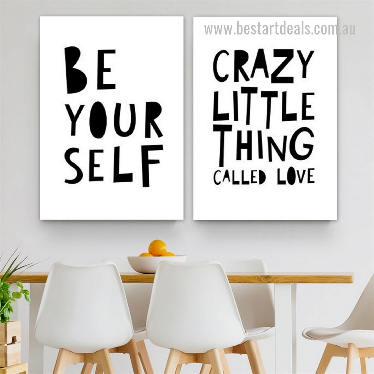 Crazy Little Thing Quotes 2 Piece Framed Stretched Minimalist Wall Art Photograph Modern Canvas Print for Room Arrangement