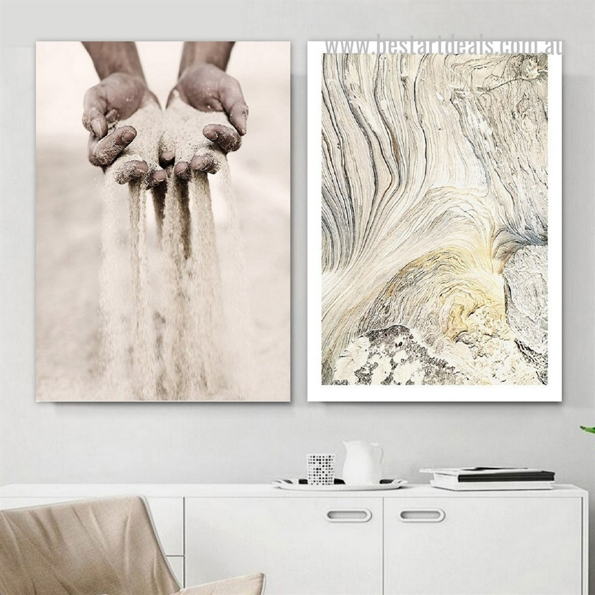 Sandy Paw Abstract Figure 2 Piece Modern Framed Stretched Wall Artwork Photograph Canvas Print for Room Getup