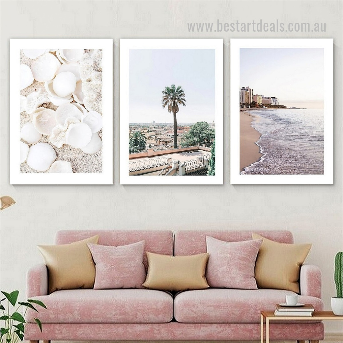 Colorific Quarters Burg Houses Framed Stretched 3 Piece Landscape Wall Artwork Modern Image Canvas Print for Room Outfit