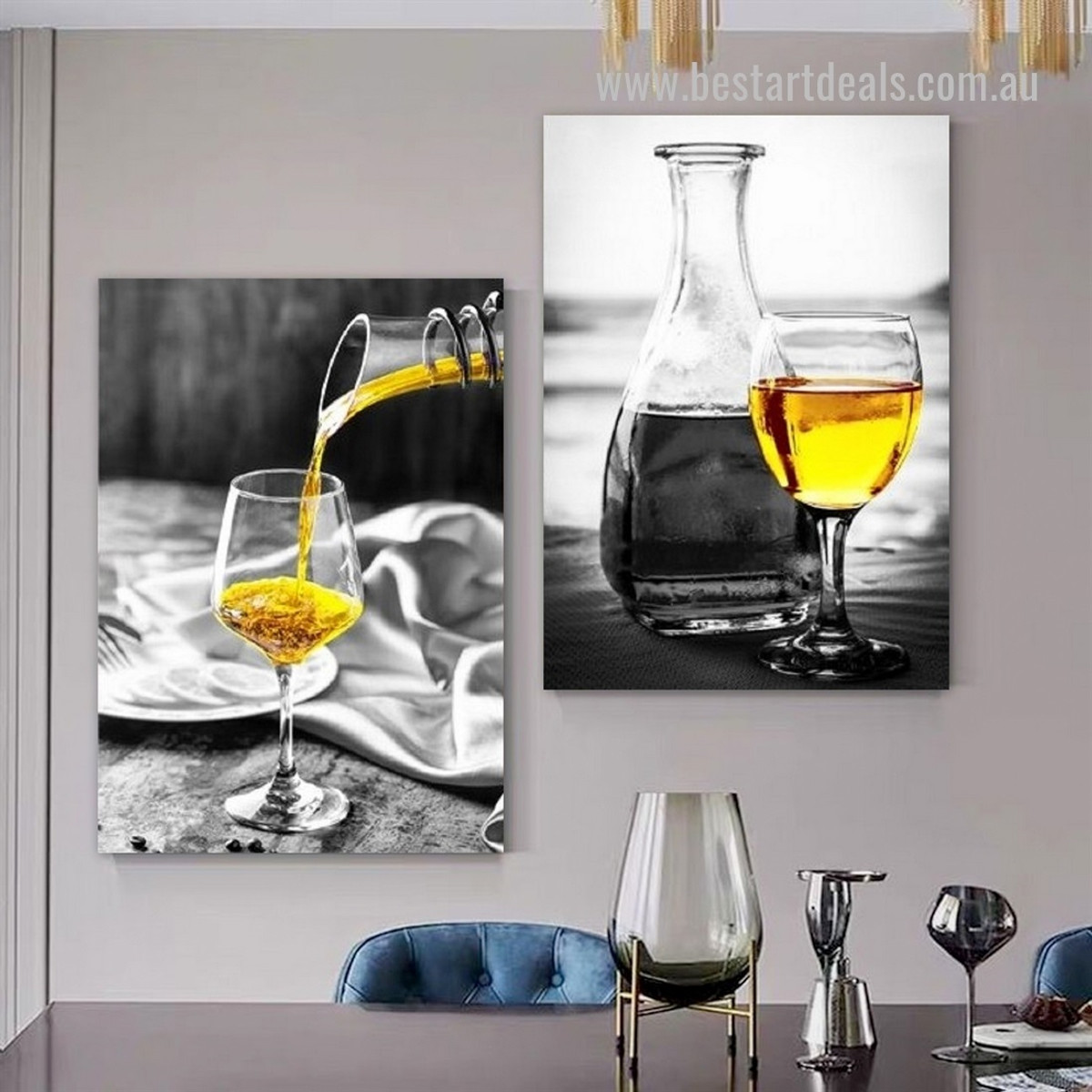 Static Wine Magnum Bottle Abstract Modern 2 Piece Framed Stretched Wall Art Photograph Beverage Canvas Print for Room Outfit