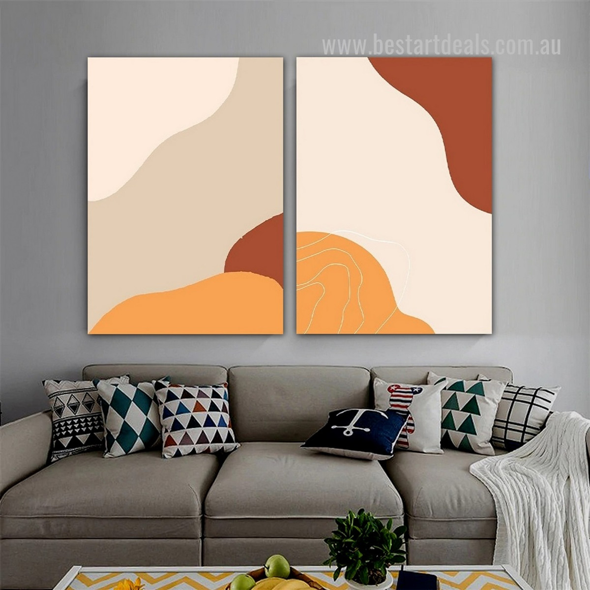 Twisting Smirch Rules Spots Scandinavian Framed Stretched Geometric Painting Picture 2 Panel Abstract Canvas Print for Room Wall Illumination