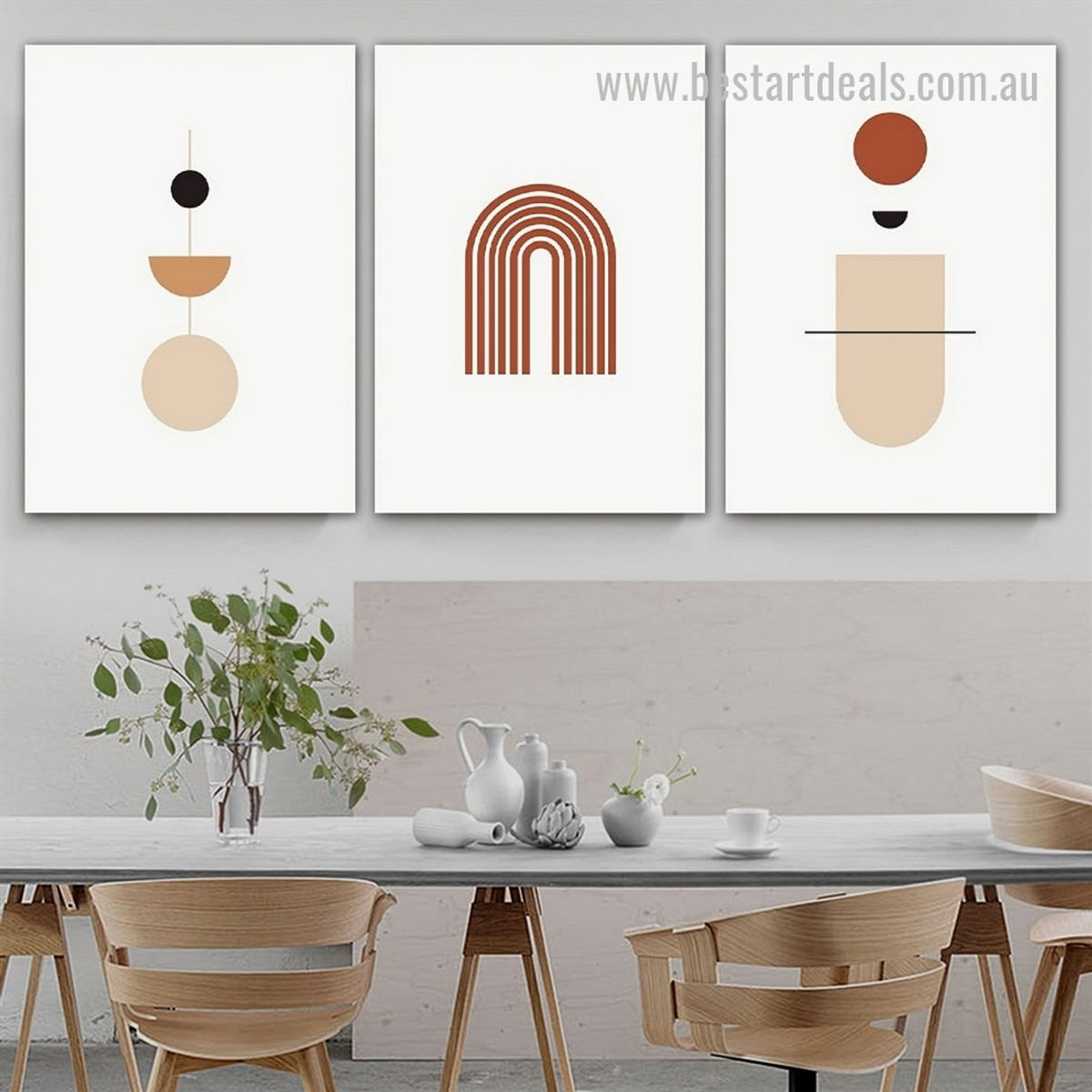 Convoluted Contours Spots Geometric 3 Panel Abstract Framed Stretched Art Scandinavian Pic Canvas Print for Room Wall Equipment