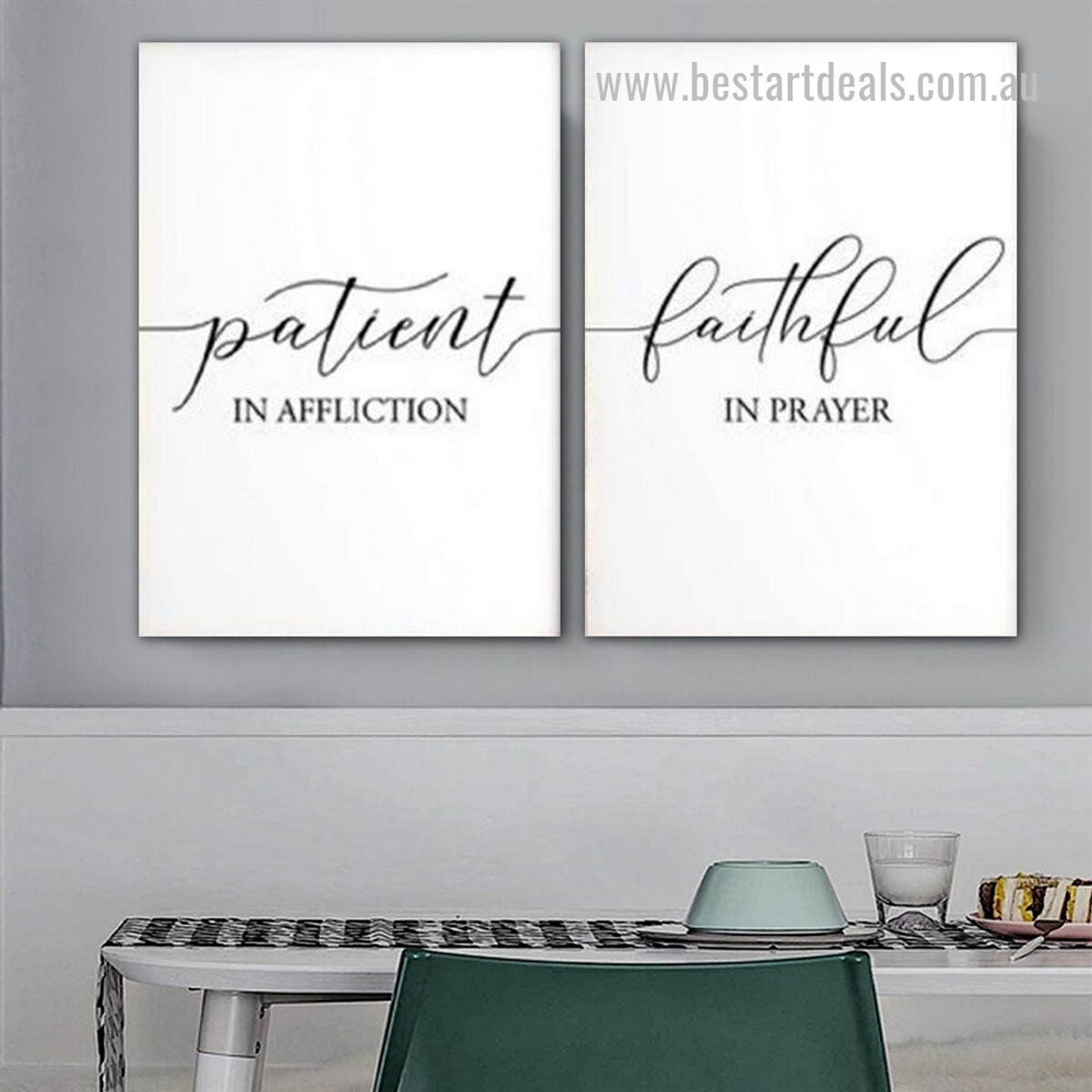 Patient In Affliction Abstract Modern 2 Piece Framed Stretched Quotes Painting Photograph Canvas Print for Room Wall Getup