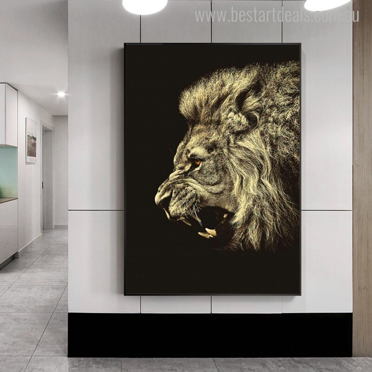 Angry Lion Modern Animal Painting Canvas Print for Wall Garnish