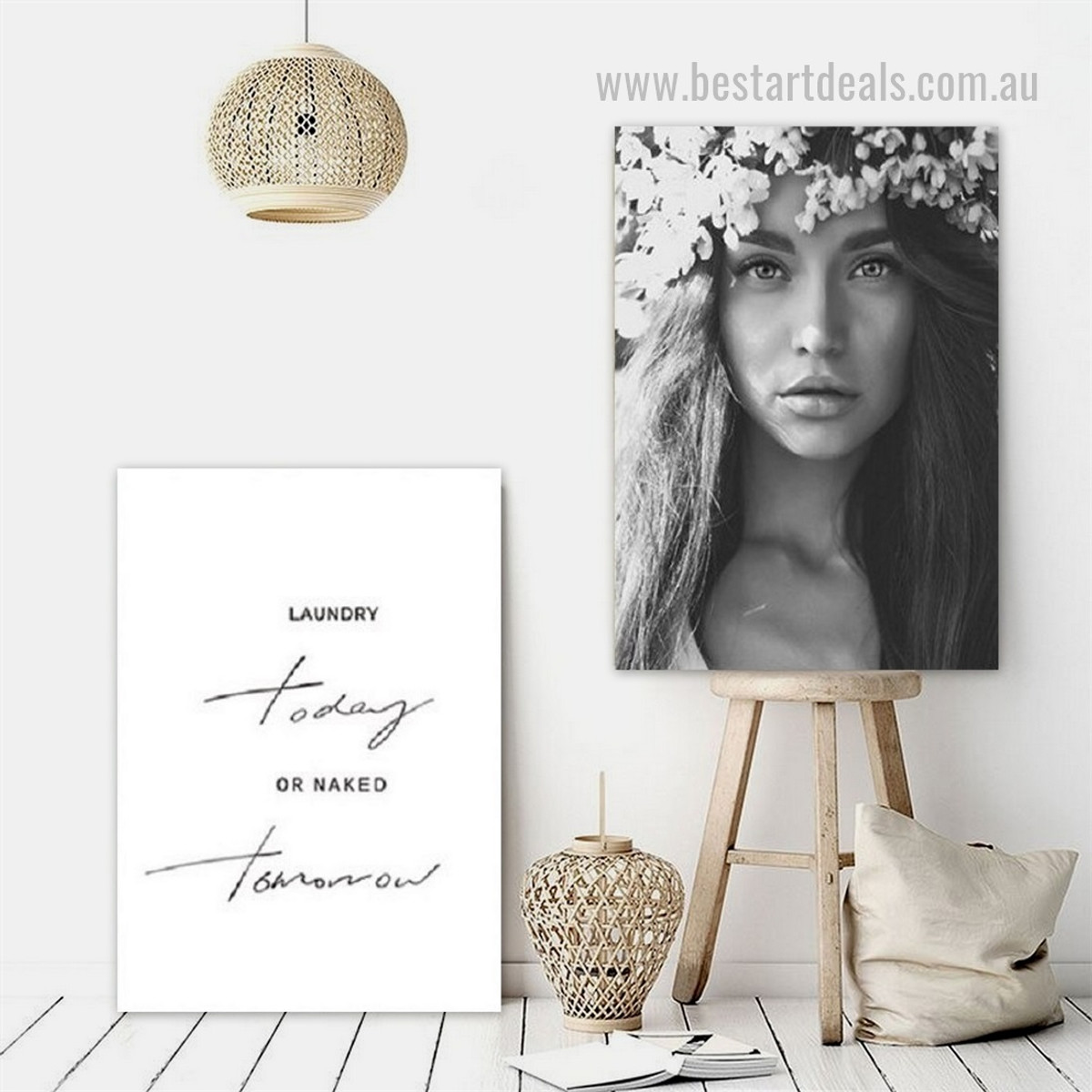 Floret Distaff Floral 2 Panel Figure Wall Décor Art Photo Framed Stretched Modern Canvas Print