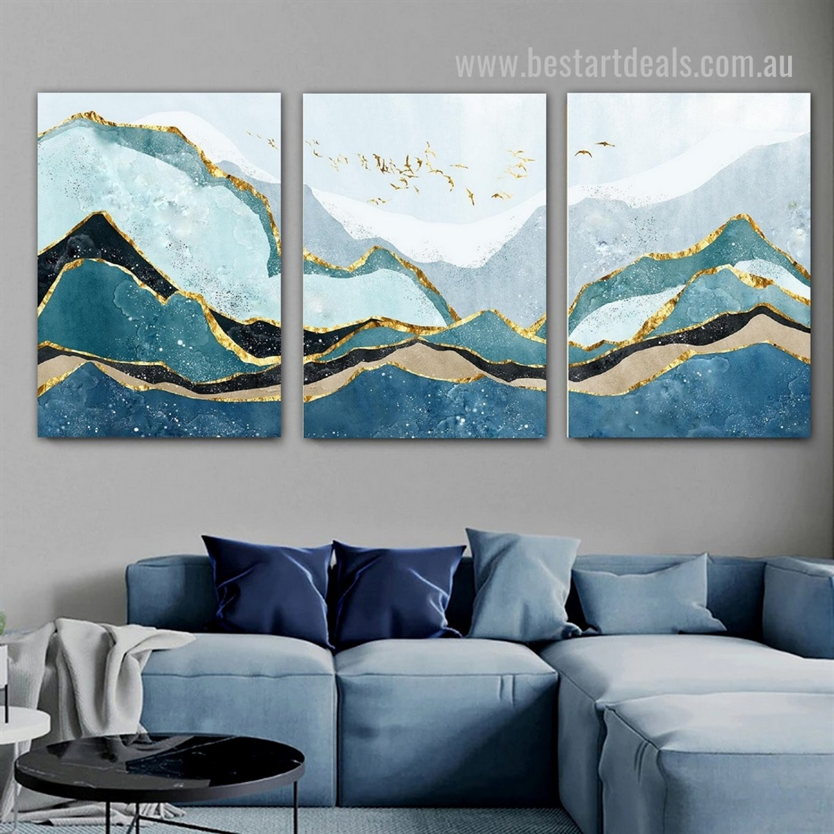 Colourful Fells Spots Modern Canvas Print Wall Painting 3 Piece Framed Stretched Abstract Landscape Photograph for Home Décor