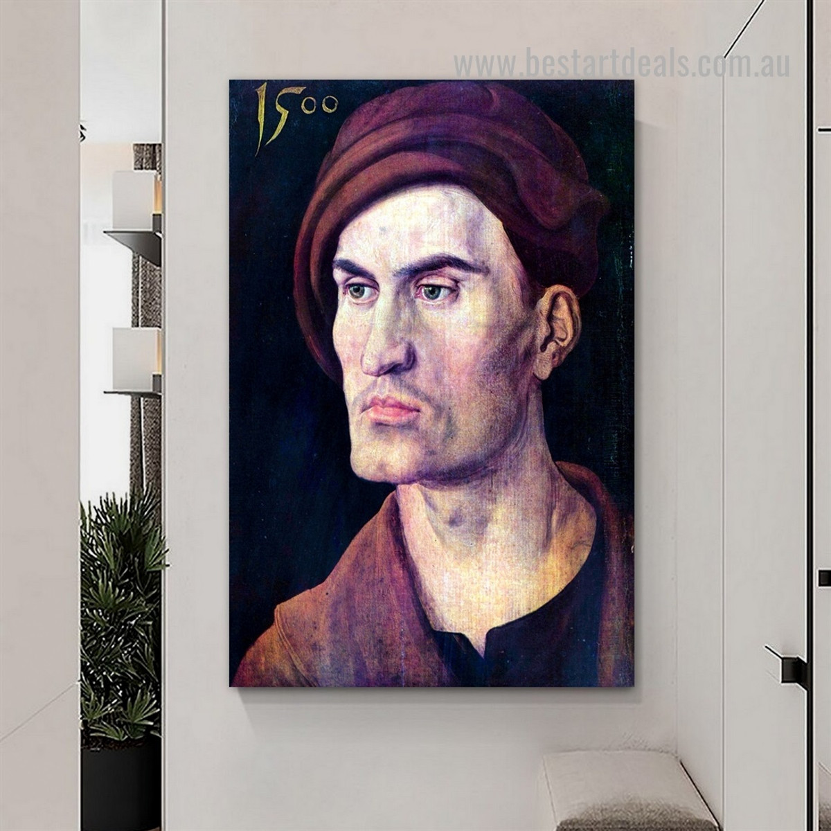 Portrait of a Young Man Albrecht Durer Northern Renaissance Figure Reproduction Artwork Picture Canvas Print for Room Wall Decoration