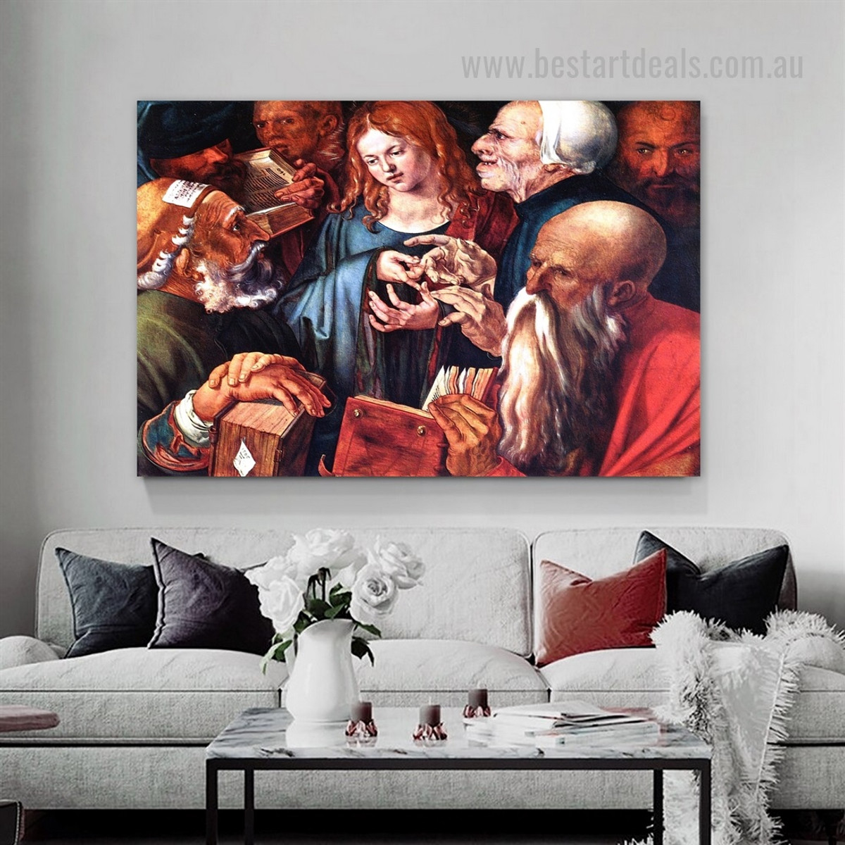 Christ among the Doctors Albrecht Durer Northern Renaissance Religious Figure Reproduction Artwork Picture Canvas Print for Room Wall Ornament