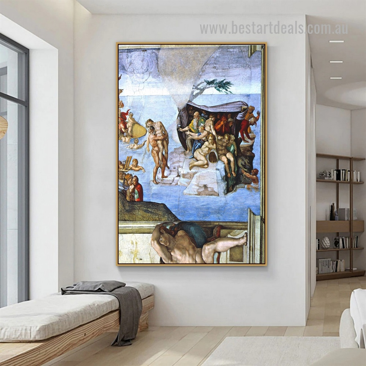 Sistine Chapel Ceiling the Flood Michelangelo High Renaissance Nude Figure Reproduction Artwork Picture Canvas Print for Room Wall Adornment