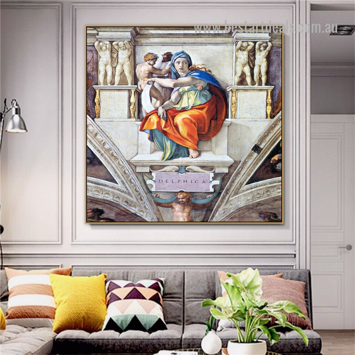 Sistine Chapel Ceiling the Delphic Sibyl Michelangelo High Renaissance Nude Reproduction Artwork Photo Canvas Print for Room Wall Garniture