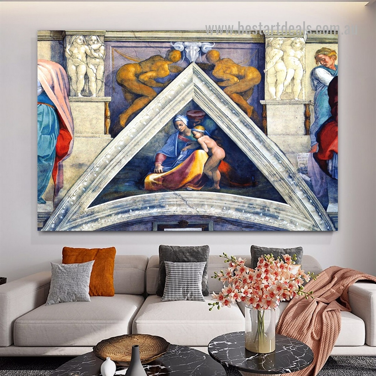 The Ancestors of Christ Salmon Michelangelo High Renaissance Figure Reproduction Artwork Photo Canvas Print for Room Wall Adornment