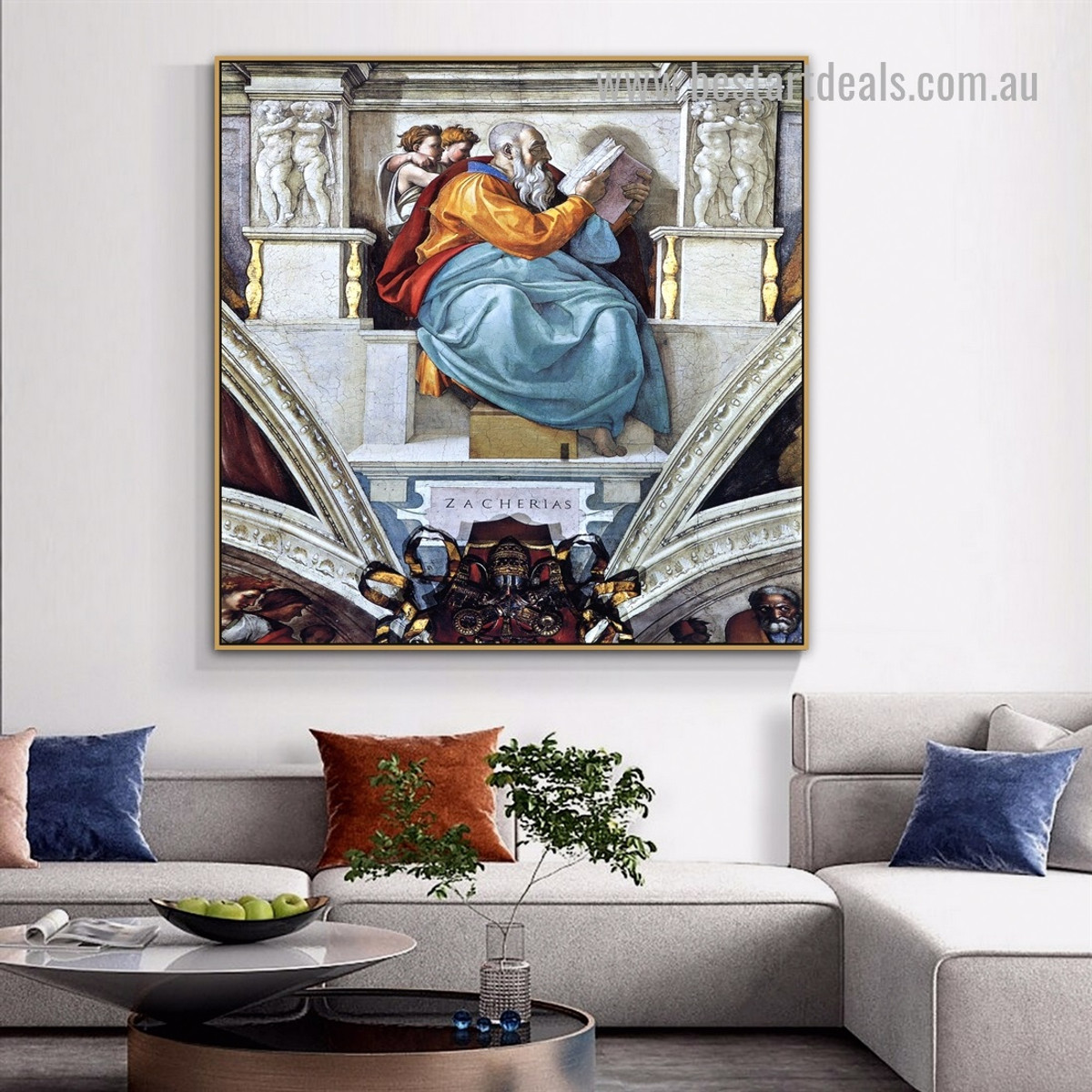 The Prophet Zechariah Michelangelo High Renaissance Figure Reproduction Artwork Photo Canvas Print for Room Wall Decoration