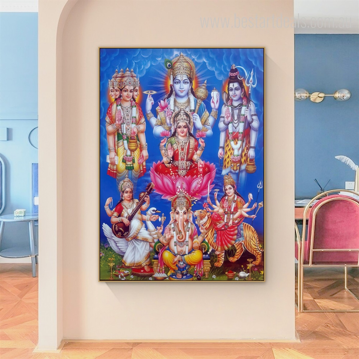 Shiva Ganesha Vishnu God Religious Canvas Print Modern Artwork Image for Home Wall Hanging Outfit