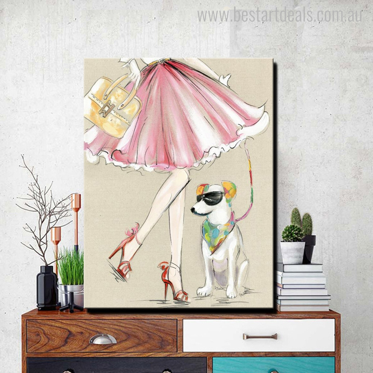 Pet Dog Animal Modern Canvas Artwork Print for Living Room Wall Trimming 