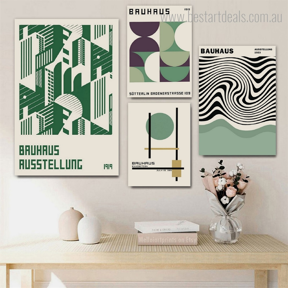 Green Strokes Spheres Spots Modern 4 Framed Wall Painting Prints Geometric Abstract Photograph Rolled Canvas for Room Garnish