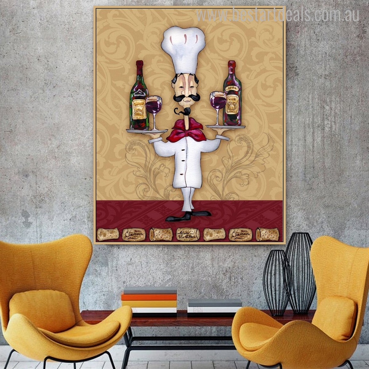 Champagne Bottles Modern Food & Beverage Painting Canvas Print for Room Wall Finery