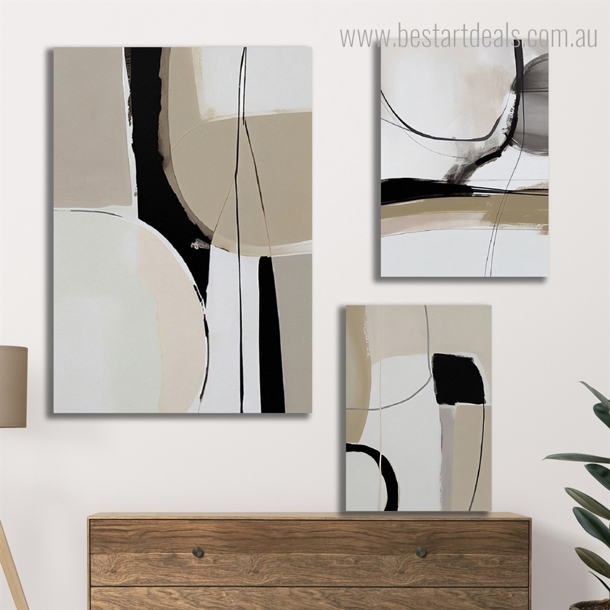 Sinuous Maculas Modern Abstract Rolled 3 Piece Framed Painting Set Photograph Canvas Print for Room Wall Drape