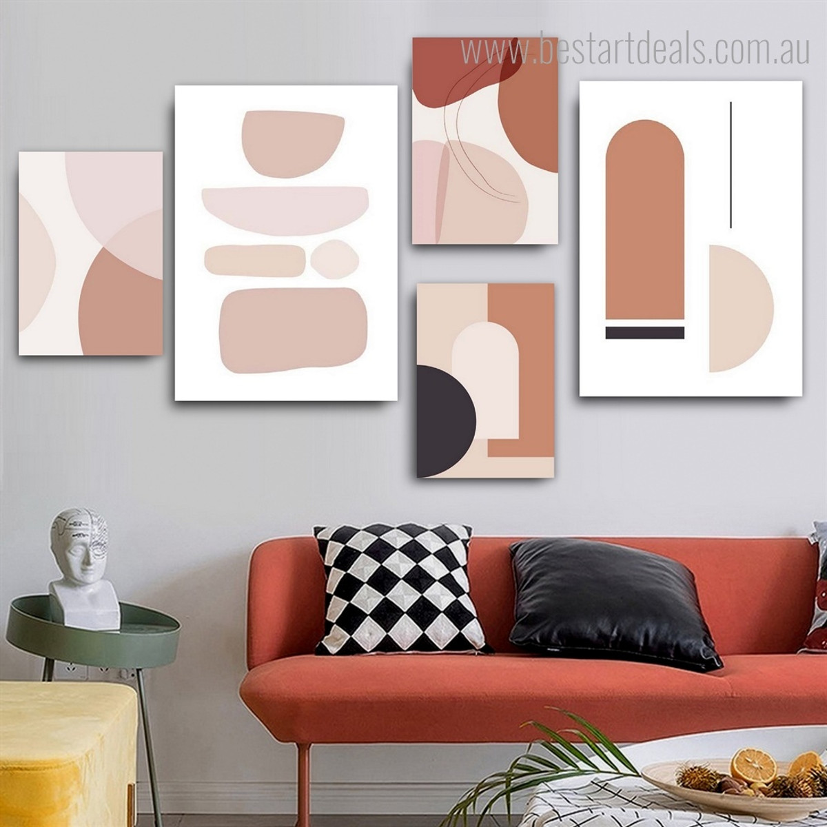 Devious Stigmas Orb Circles Scandinavian Photograph 5 Piece Framed Artwork Set Stretched Abstract Canvas Print for Room Wall Garnish