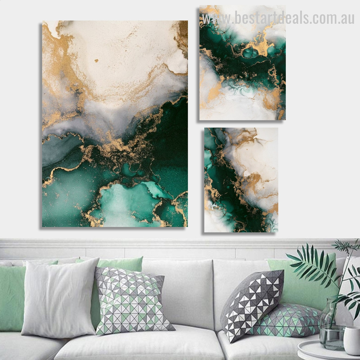 Motley Mackles Marble Modern 3 Piece Framed Wall Artwork Abstract Canvas Prints Australia for Room Assortment