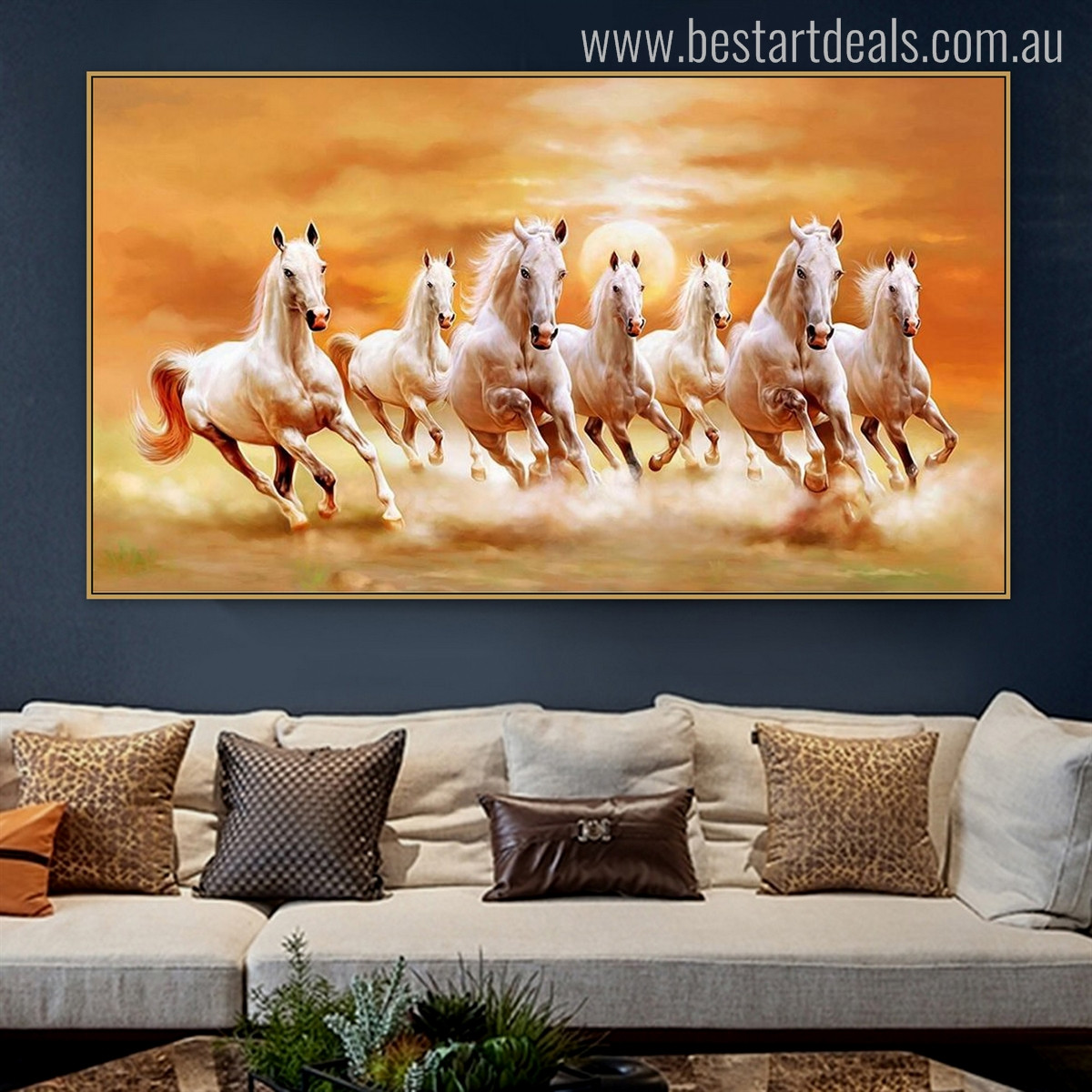 Group of Horses Animal Modern Painting Canvas Print for Living Room Wall Getup