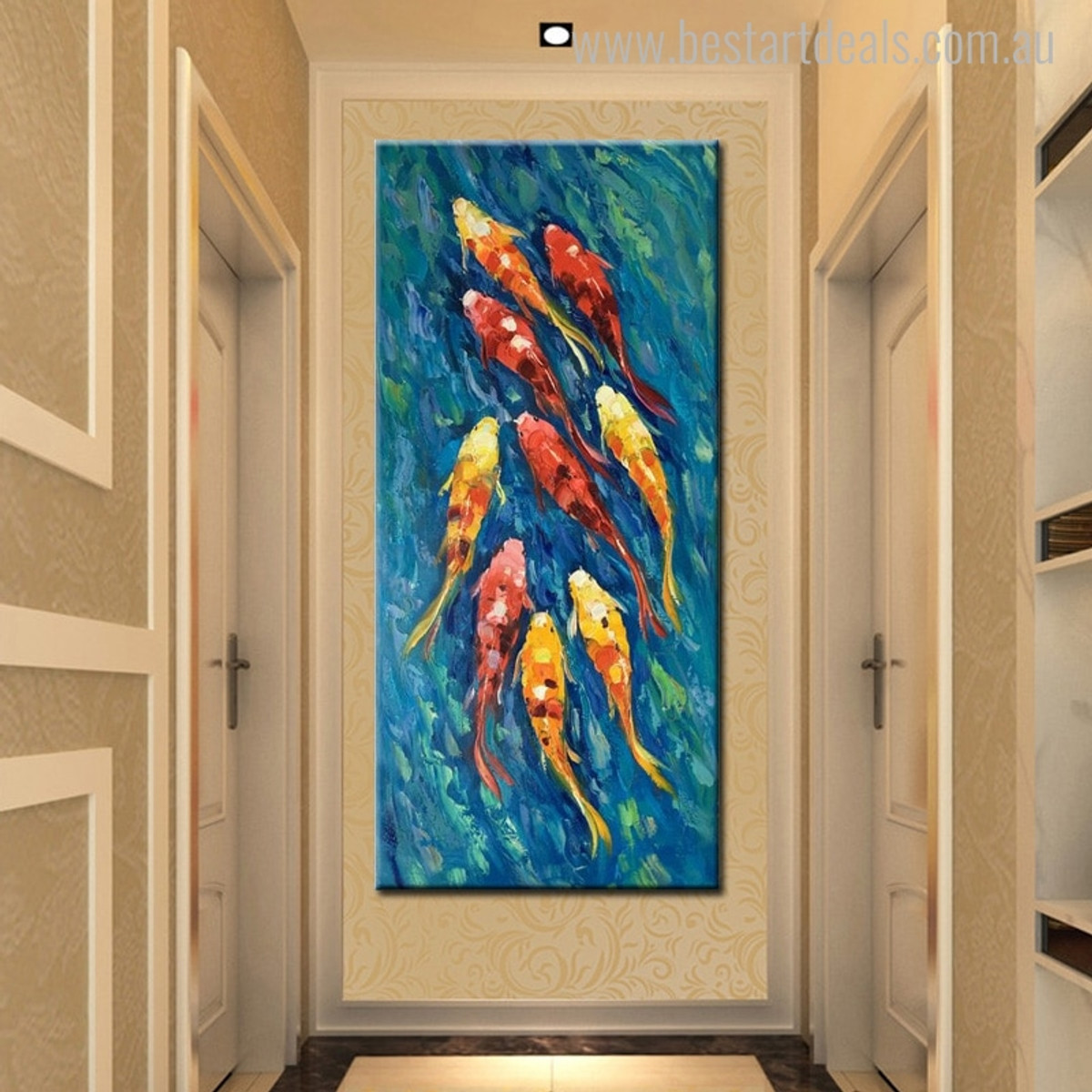 Shoal of Goldfish Animal Abstract Watercolor Painting Picture Canvas Print for Wall Getup