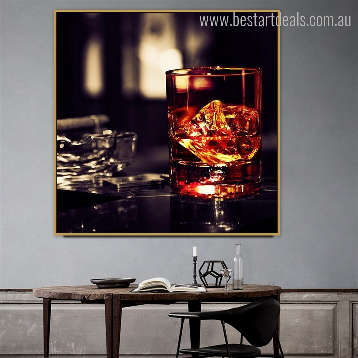 Whisky Glass Modern Food and Beverages Painting Picture Canvas Print for Home Wall Getup