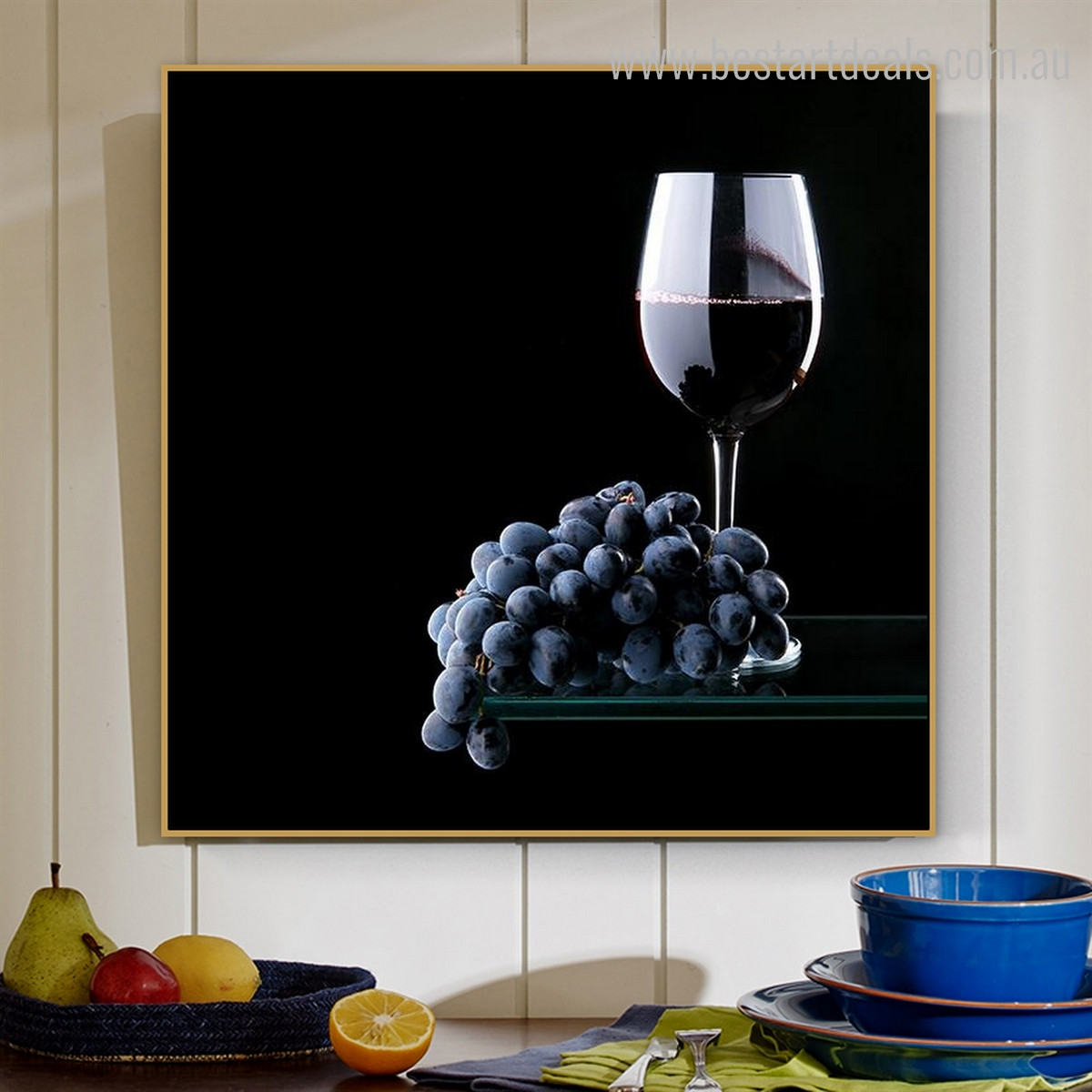 Grapes Booze Modern Food and Beverages Canvas Artwork Picture Print for Room Wall Outfit