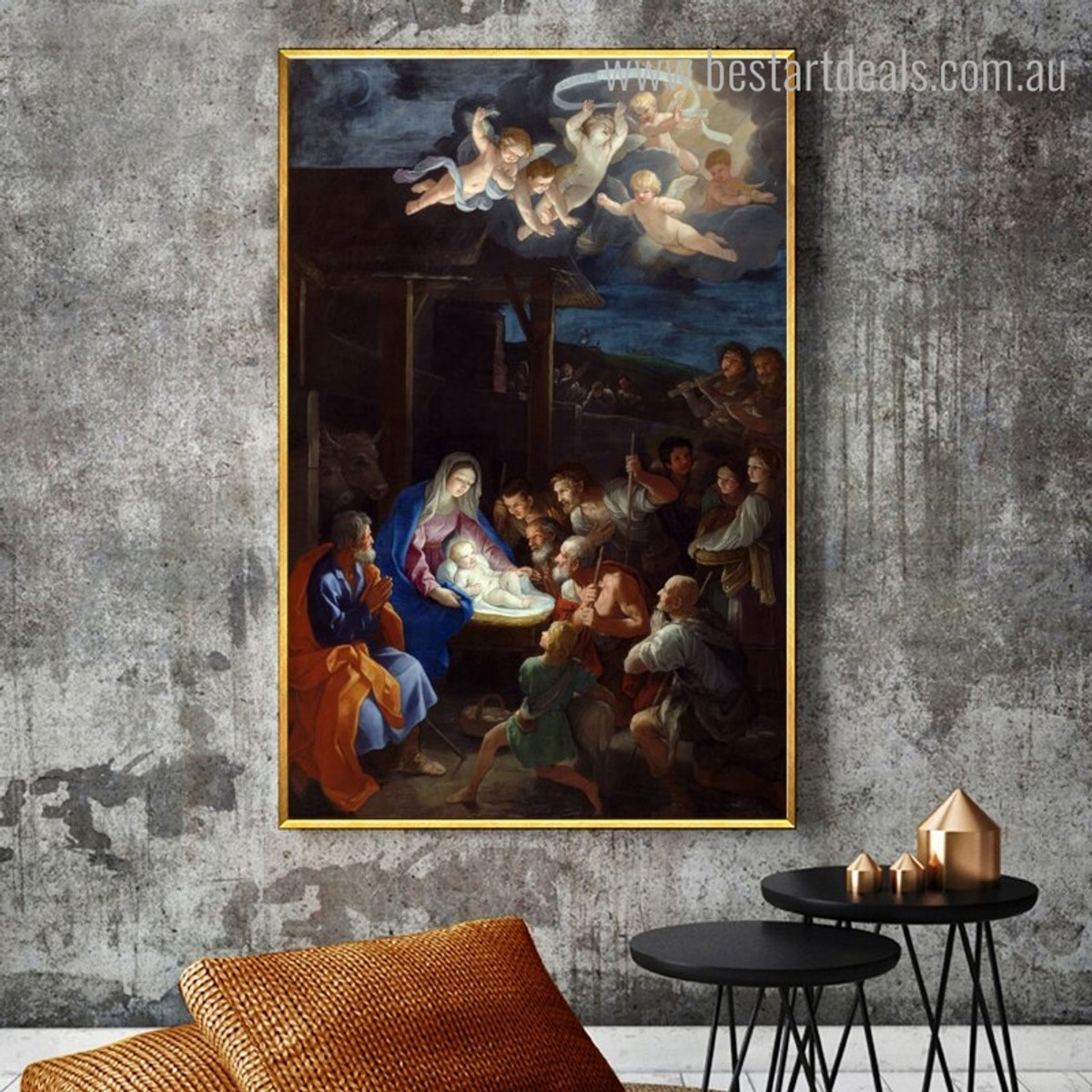 Adoration of Shepherds Vintage Reproduction Painting Picture Canvas Print for Room Wall Onlay