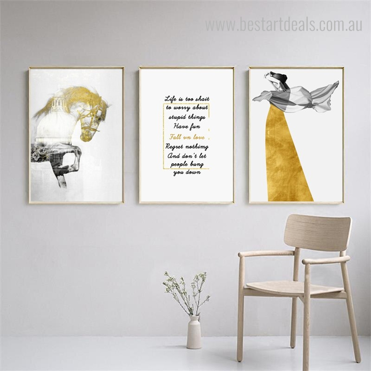 Dona Abstract Animal Nordic Figure Framed Effigy Photo Canvas Print for Room Wall Finery