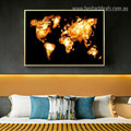 Marl World Map Abstract Modern Framed Portraiture Picture Canvas Print for Room Wall Adornment