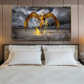 Golden Protector Bird Figure Nature Framed Likeness Image Canvas Print for Bedroom Wall Getup