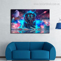 Galaxy Lion Animal Modern Framed Tableau Portrait Canvas Print for Living Room Adornment