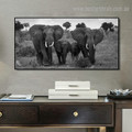 African Jumbos Animal Landscape Framed Painting Portrait Canvas Print for Living Room Wall Drape