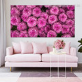 Pink Chrysanthemums with Leaves Modern Floral Framed Vignette Picture Canvas Print for Room Wall Onlay