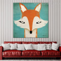 Fox Mug Kids Cartoon Animal Contemporary Framed Portmanteau Photo Canvas Print for Room Wall Assortment
