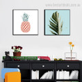 Chopped Leaf Botanical Nordic Framed Vignette Image Canvas Print for Room Wall Getup