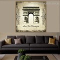 Arc De Triomphe Architecture City Vintage Framed Painting Portrait Canvas Print for Room Wall Disposition