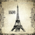 Eiffel Tower 1889 Architecture City Vintage Framed Vignette Image Canvas Print